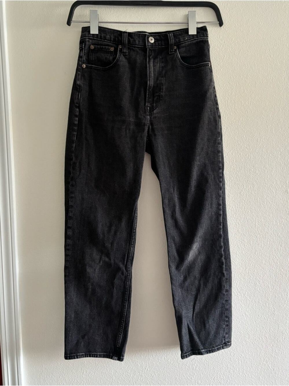 Abercrombie & Fitch The Ankle Straight Ultra High Rise Black Denim Jeans Size 27